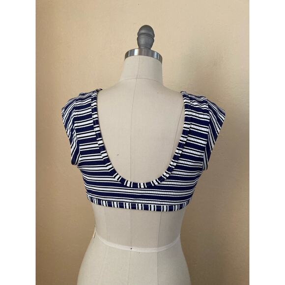 Kendall & Kylie Women's Bikini Top Laguna Snap Sporty Size M JR Blue White - Picture 5 of 6